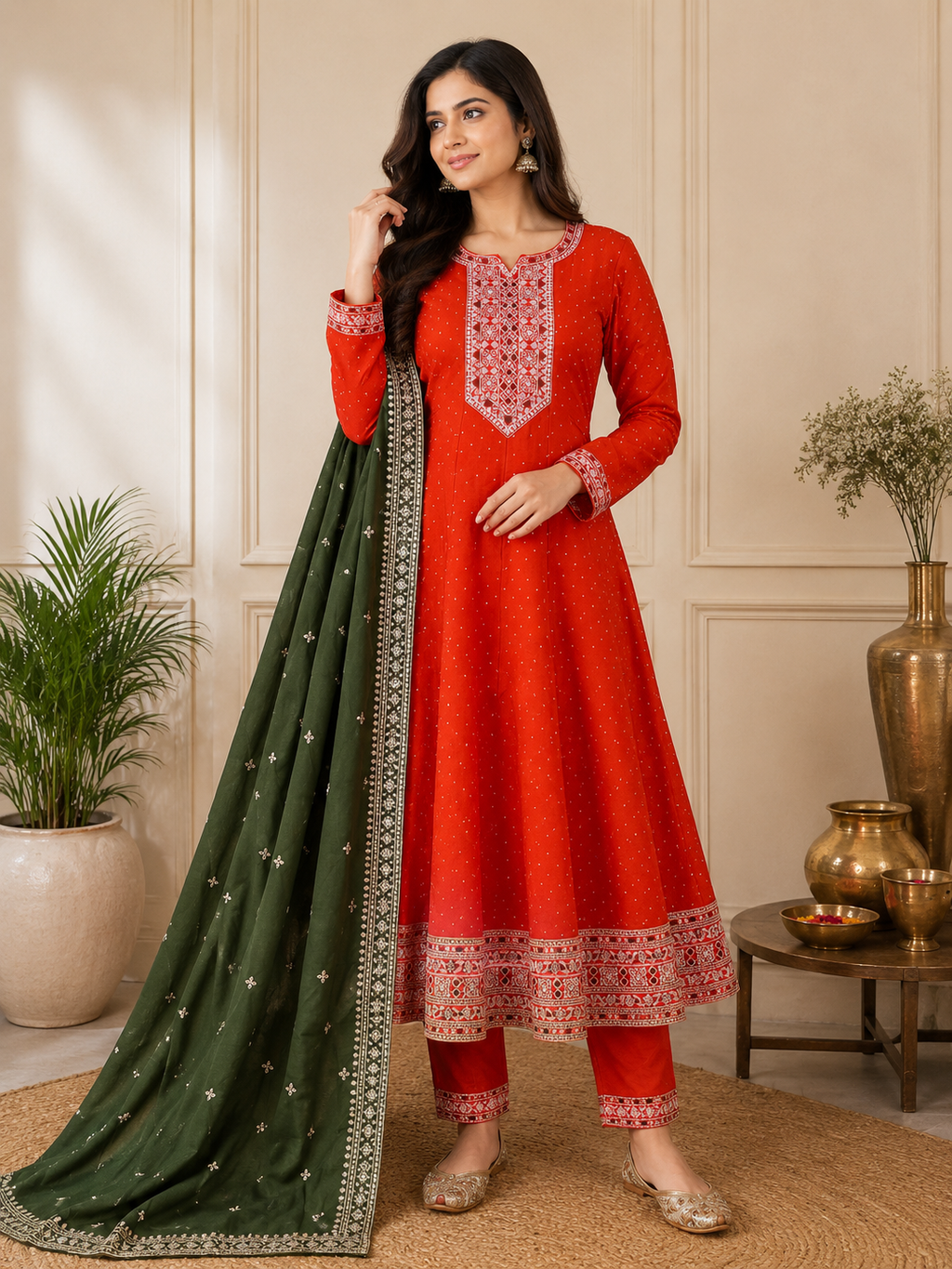 K-1153 Ghera Kurti with Pant and Dupatta