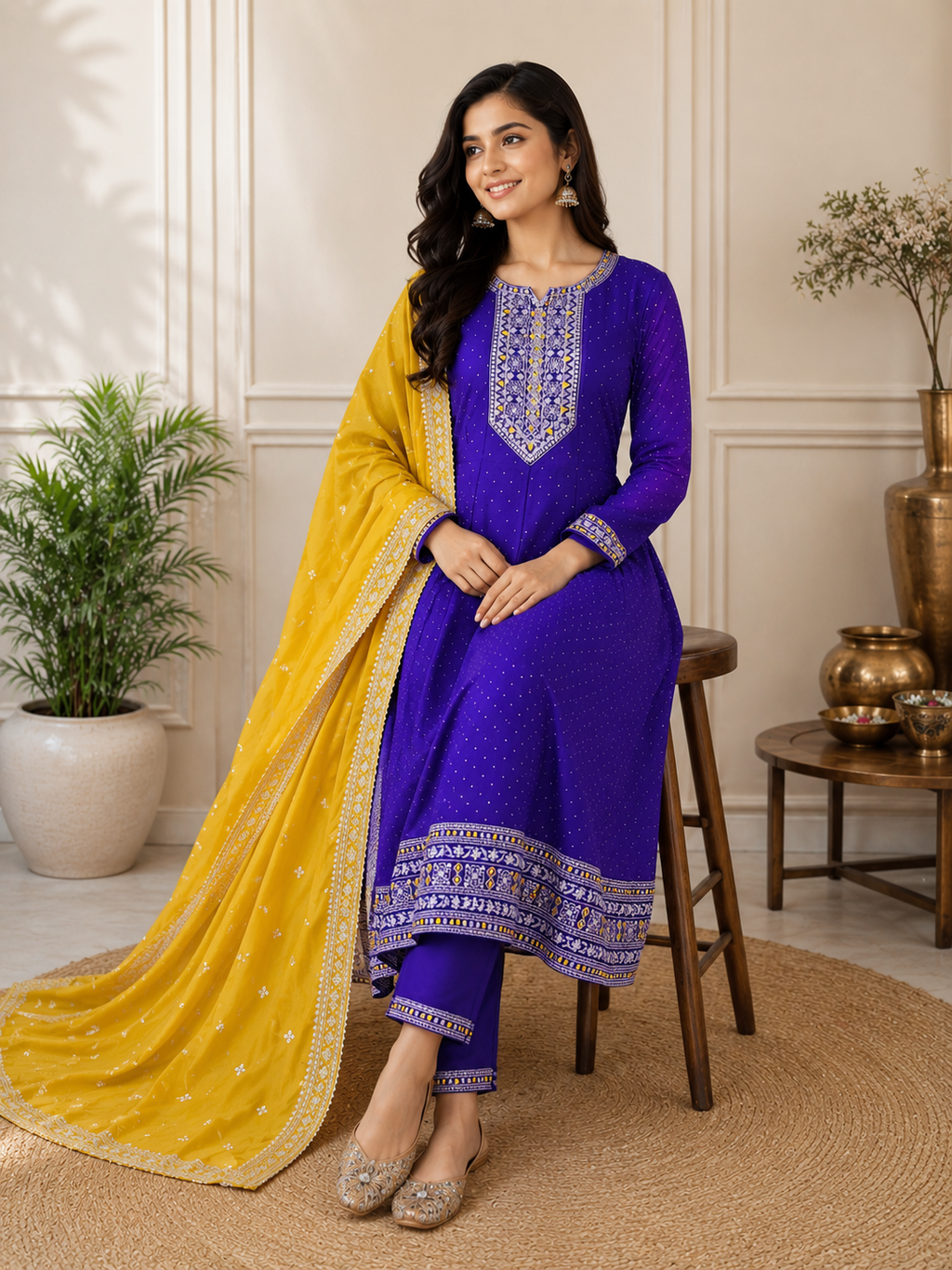 K-1153 Ghera Kurti with Pant and Dupatta