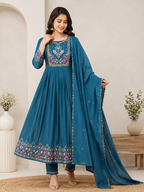 K-293 Roman Silk Anarkali Kurti with Pant and Dupatta