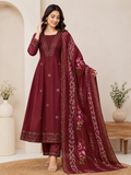 K-23 Roman Silk Straight Line Kurti with Pant and Dupatta