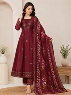 K-23 Roman Silk Straight Line Kurti with Pant and Dupatta