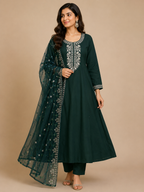 K-011 Roman Silk Anarkali Kurti with Pant and Dupatta