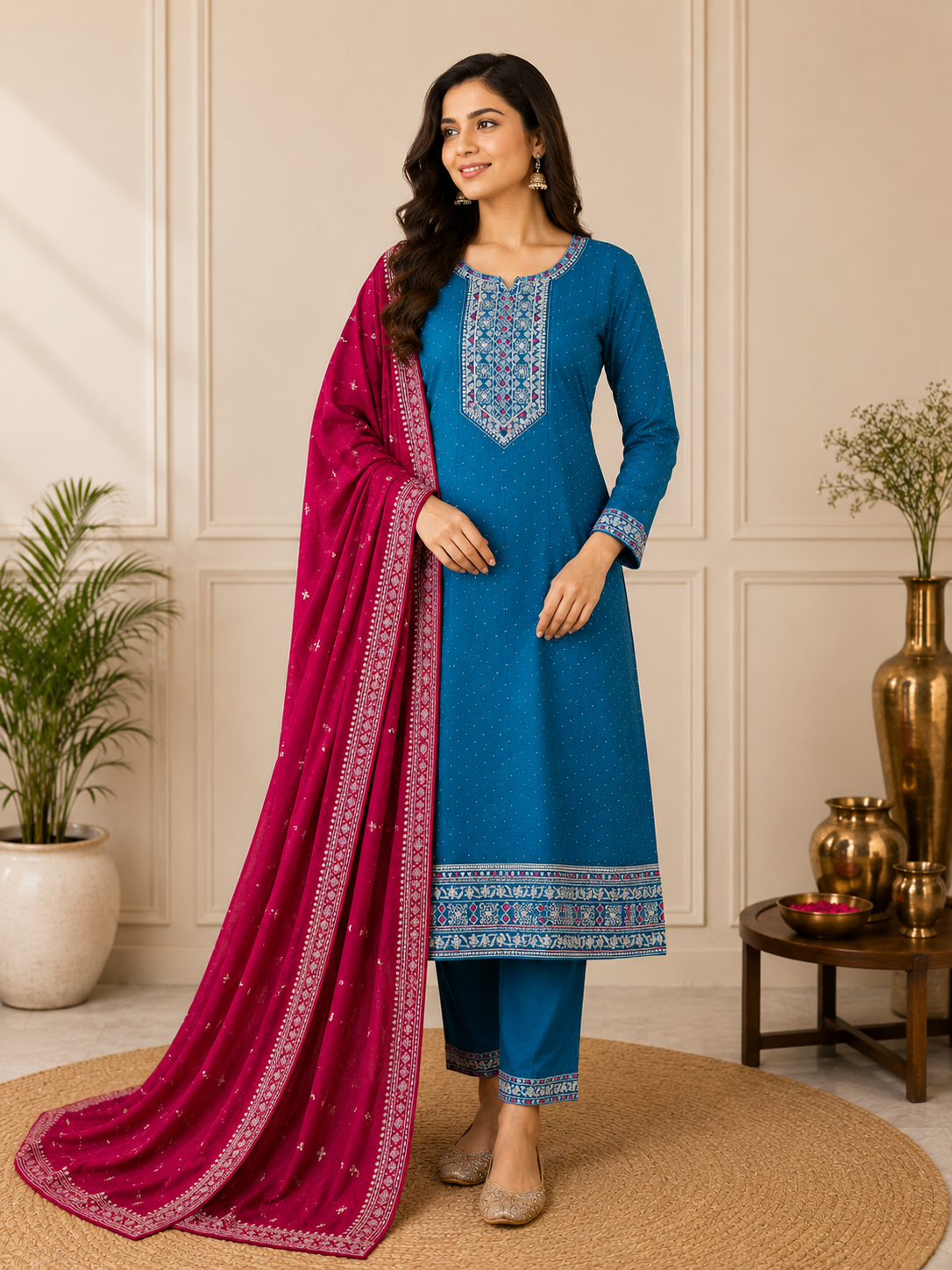 K-1153 Ghera Kurti with Pant and Dupatta