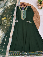 K-149 Mul Chanderi Anarkali Kurti with Pant and Dupatta