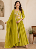 K-179 Mul Chanderi Anarkali Kurti with Pant and Dupatta