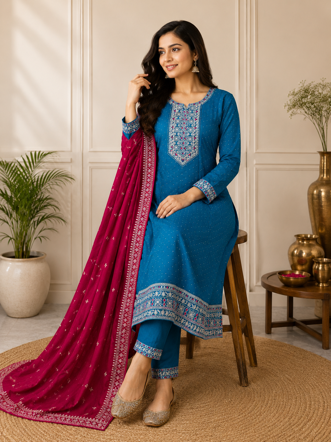 K-1153 Ghera Kurti with Pant and Dupatta