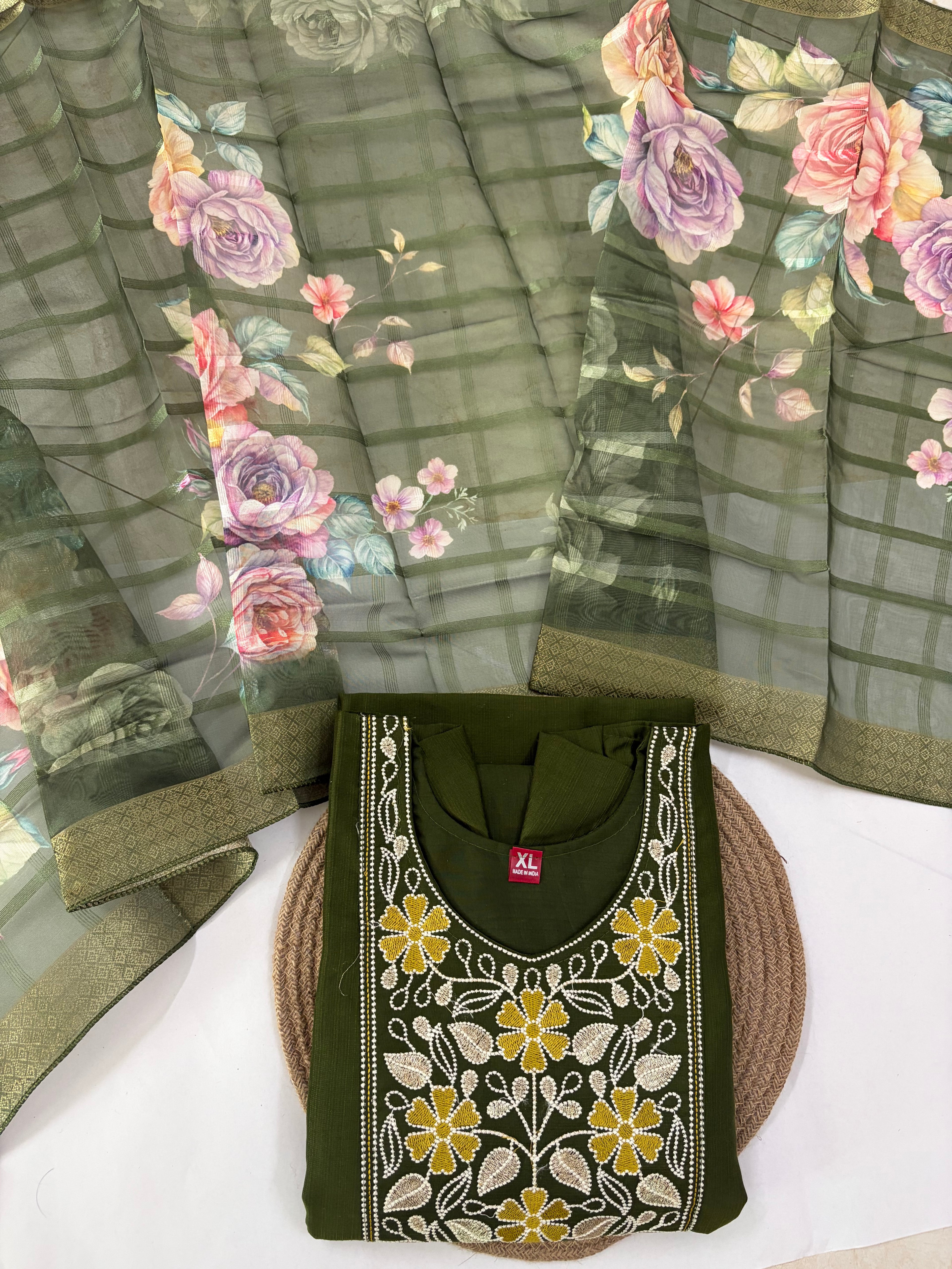 K-4338 Rayon Silk Straight Line kurti with Pants and dupatta