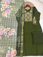 K-4338 Rayon Silk Straight Line kurti with Pants and dupatta