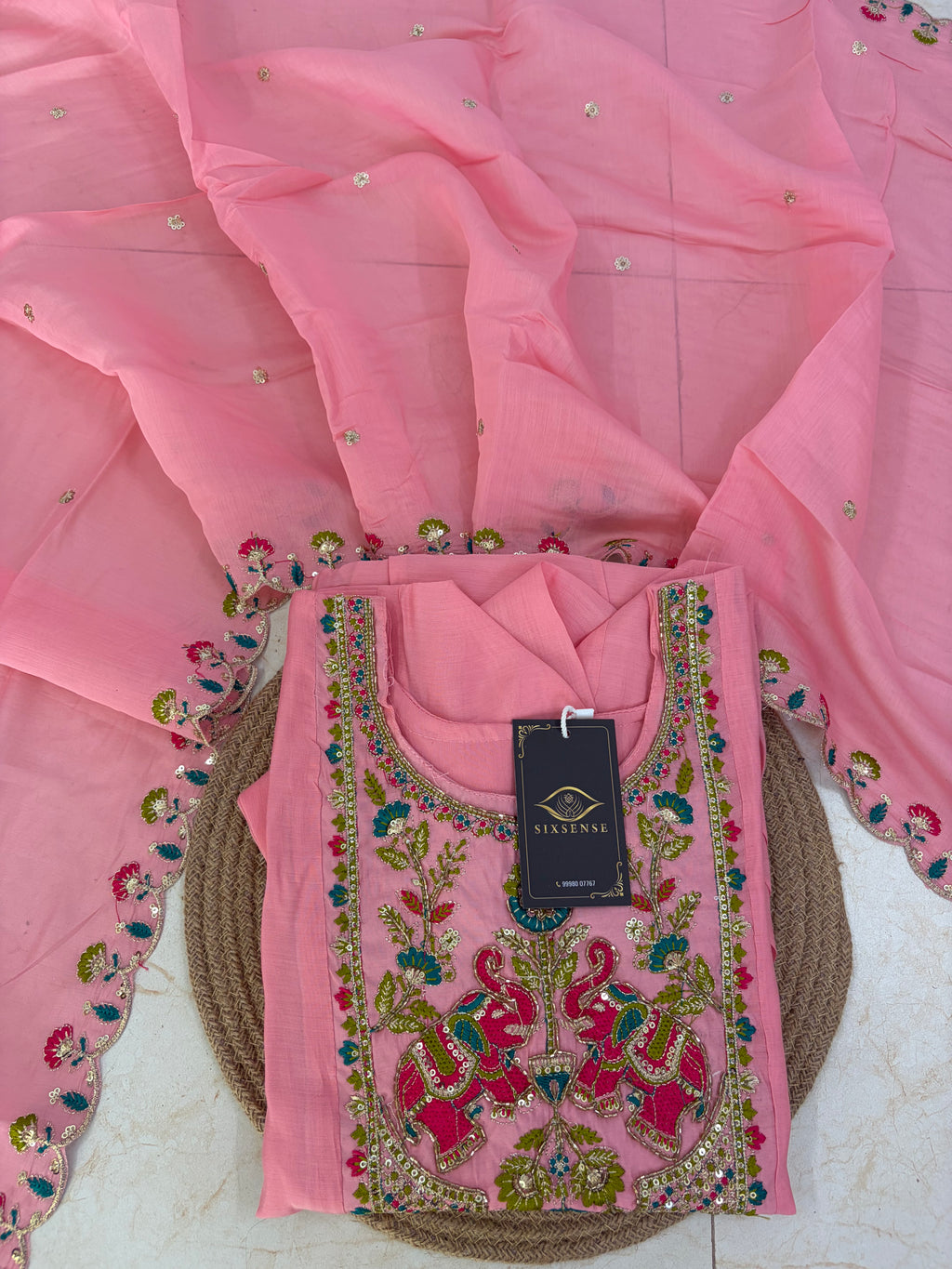 K-178 Mul Chanderi Anarkali Kurti with Pant and Dupatta