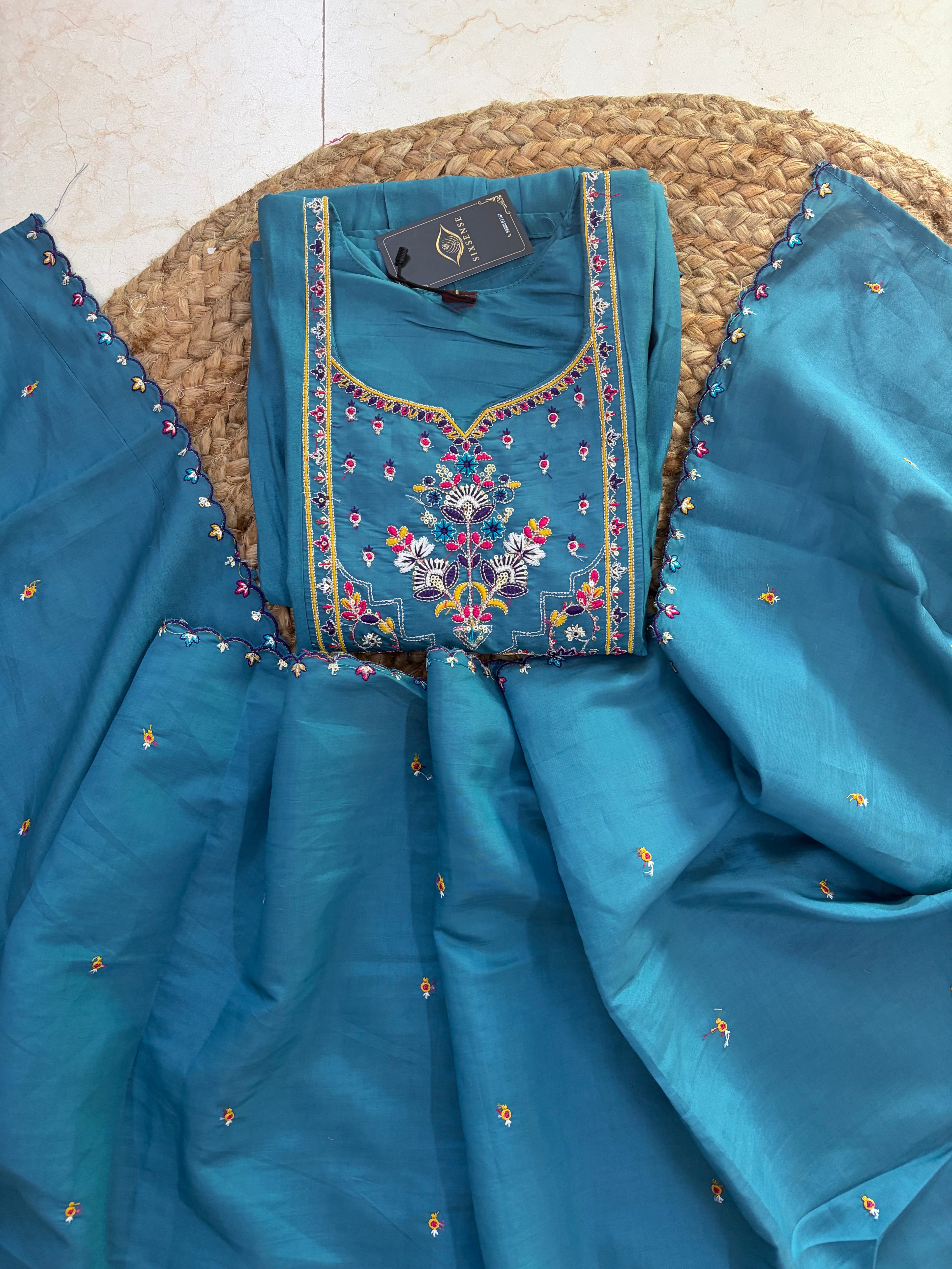 K-293 Roman Silk Anarkali Kurti with Pant and Dupatta