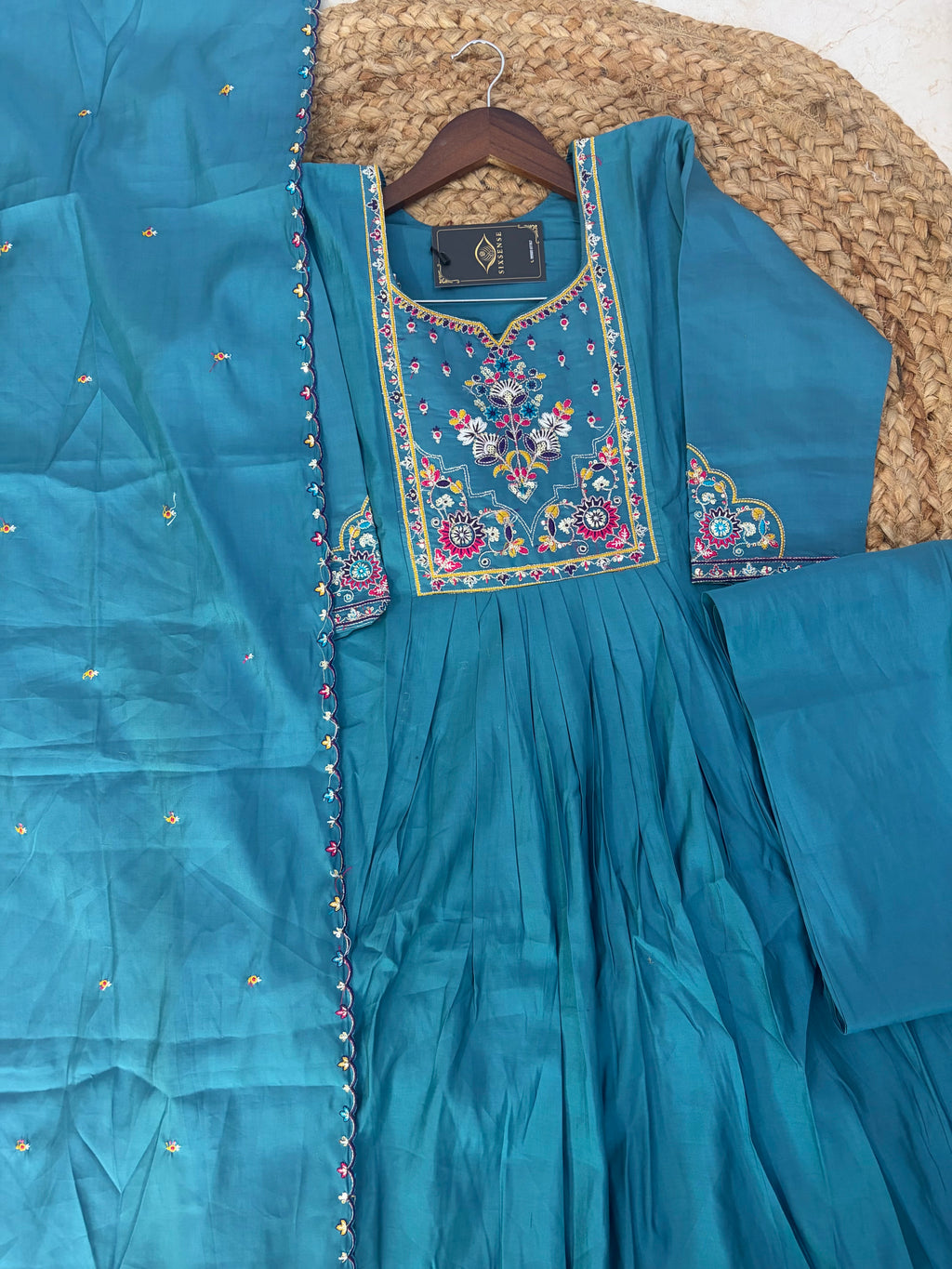 K-293 Roman Silk Anarkali Kurti with Pant and Dupatta