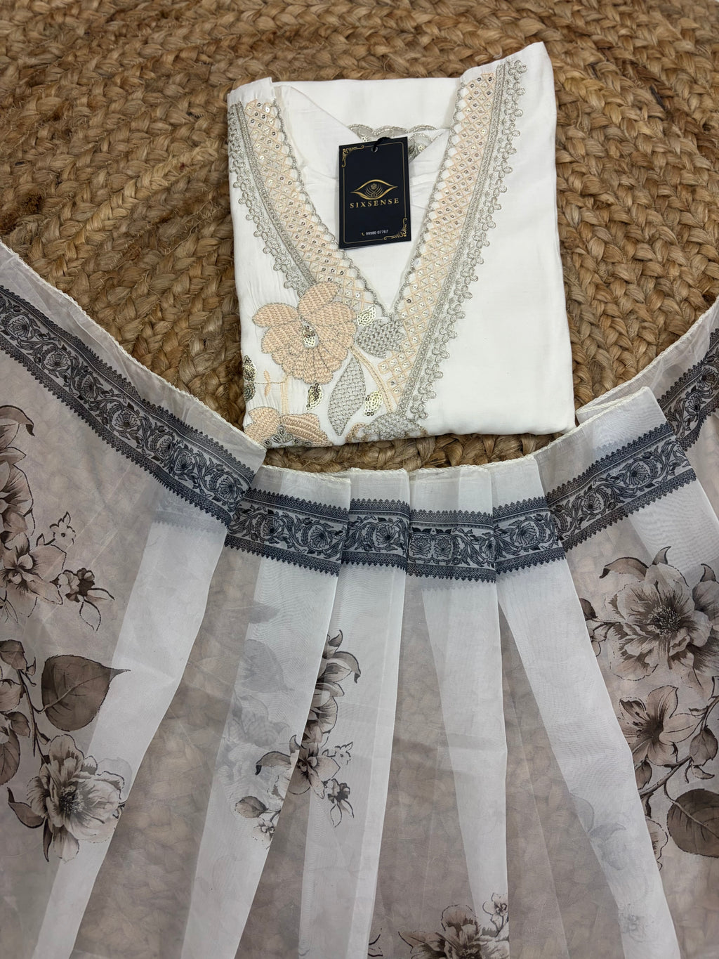 K-1223 Roman Silk Straight Line Kurti with Pant and Dupatta