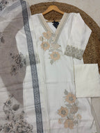 K-1223 Roman Silk Straight Line Kurti with Pant and Dupatta