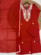 K-217 Roman Silk Straight Line Kurti with Pant and Dupatta