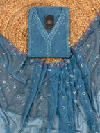 K-2660 Organza Work Straight Line Kurti with Pant & Dupatta