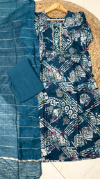 K-996 Vatican Print Mirror Work Straight Kurti with Pant & Dupatta