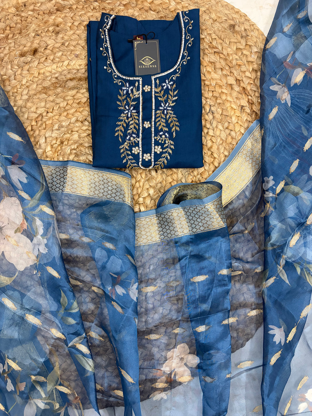 K-1166 Vatican Fabric Work Straight Line Kurti with Pant and Dupatta