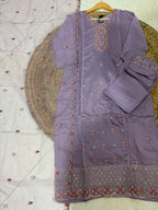 K-2625 Organza Work Straight Line Kurti with Pant & Dupatta
