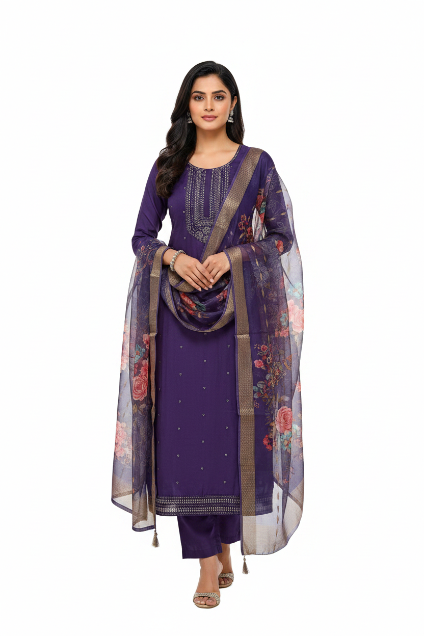 Dark Purple Suit - Front Model