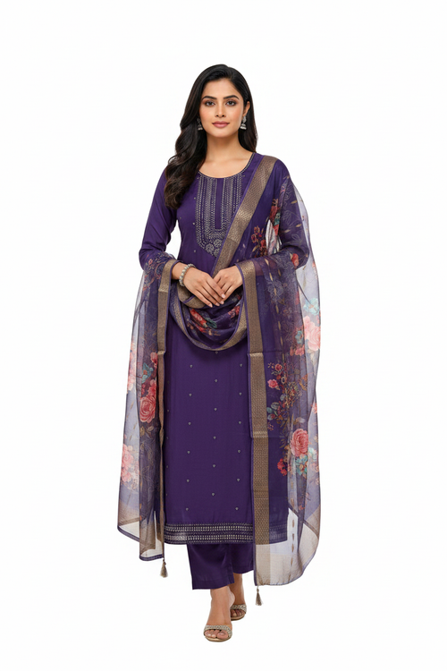 Dark Purple Suit - Front Model