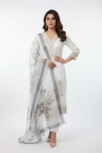 White Embroidered Suit Model
